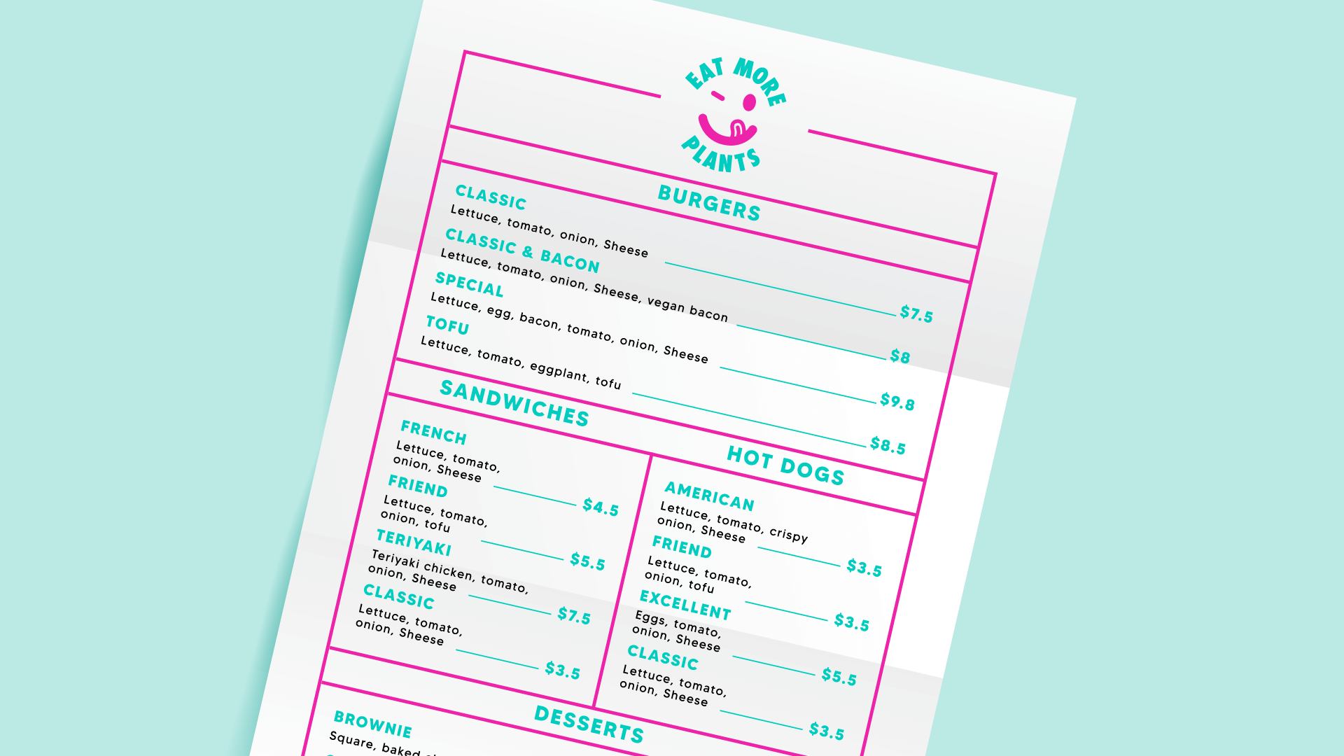 Eat More Plants menu design